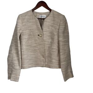 Calvin Klein Tan Blazer Structured Collarless Design